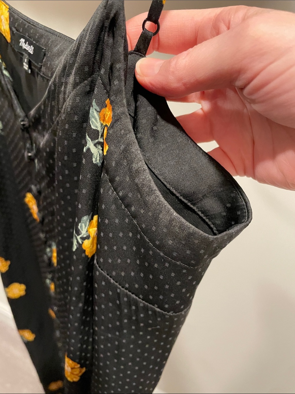 Madewell Black Slip Dress with Yellow Floral Embroidery - Picture 6 of 8